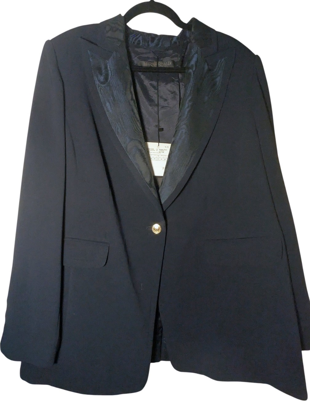 Marina Rinaldi Navy Moir Lapel Silk-Look Caprera Blazer Jacket Nwt Size 20